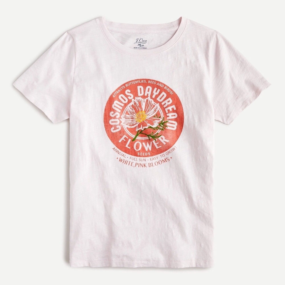 NWT J.CREW Vintage Cotton “Cosmo Daydream” Flower T-shirt Tee Pink S